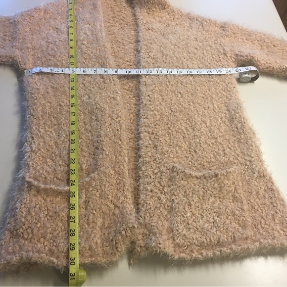 Popcorn Eyelash Hooded Cardigan Large Peach Cozy Chic - Picture 3 of 7